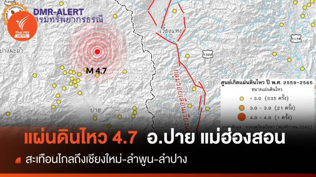 "แม่ฮ่องสอน" แผ่นดินไหว 4.7 สะเทือนถึงเชียงใหม่-ลำพูน-ลำปาง    