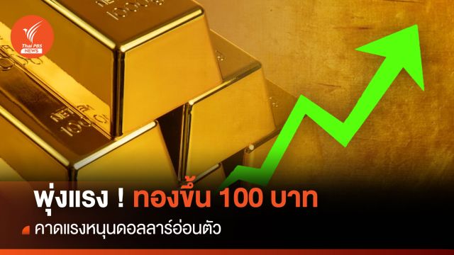 พุ่งแรง ! ทองขึ้น 100 บาท  คาดแรงหนุนดอลลาร์อ่อนตัว
