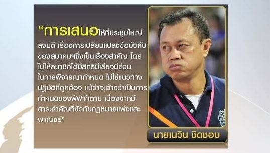 "เนวิน"ชี้สมาคมฟุตบอลฯ ไม่ทำตามกฎหมาย