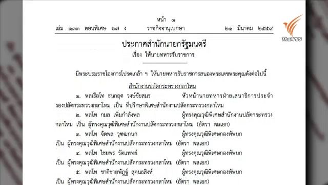  โปรดเกล้าฯ ให้นายทหารรับราชการ 251 ตำแหน่ง