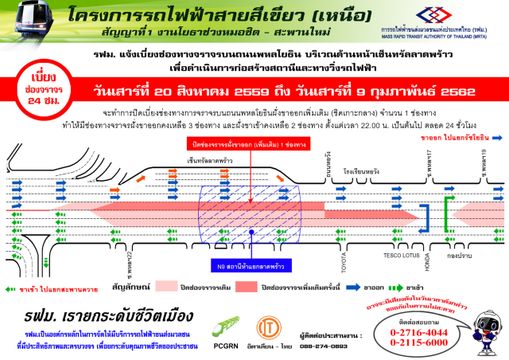 เซ็นทรัล-หอวังวิกฤตอีก ปิด ถ.พหลโยธินอีก 1 เลน 20 ส.ค.นี้