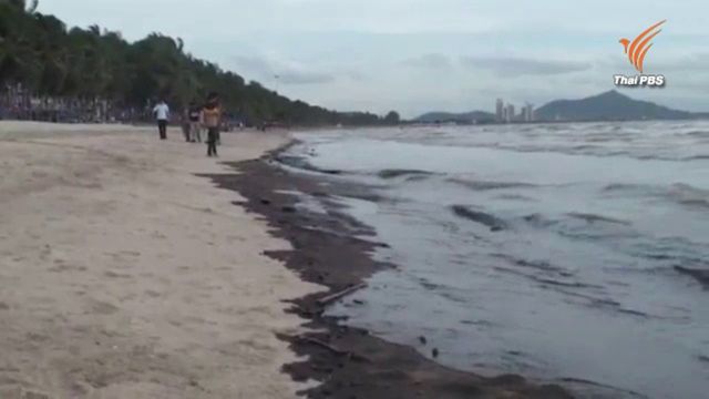 เทศบาลเมืองแสนสุขประสาน ตร.น้ำ ล่าตัวผู้ลักลอบปล่อยน้ำมันลงหาดบางแสน