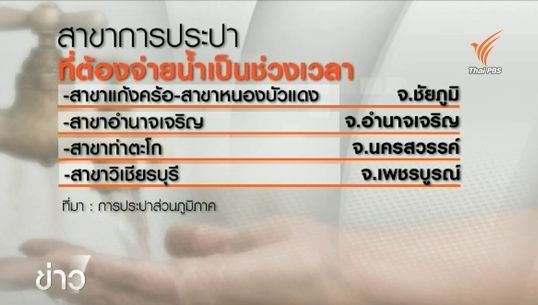 กปภ.เตรียมจำกัดเวลาจ่ายน้ำใน 10 สาขาทั่วประเทศ