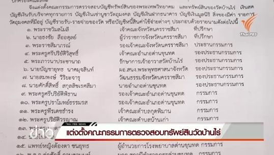 แต่งตั้งคณะกรรมการตรวจสอบทรัพย์สินวัดบ้านไร่