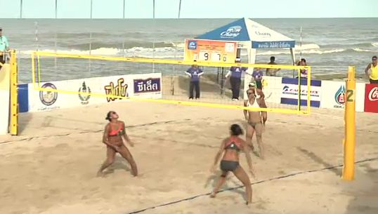 วอลเลย์บอลชายหาดทีมชายไทยชนะเวียดนาม 2-0 เซต รายการสมิหลา โอเพ่น