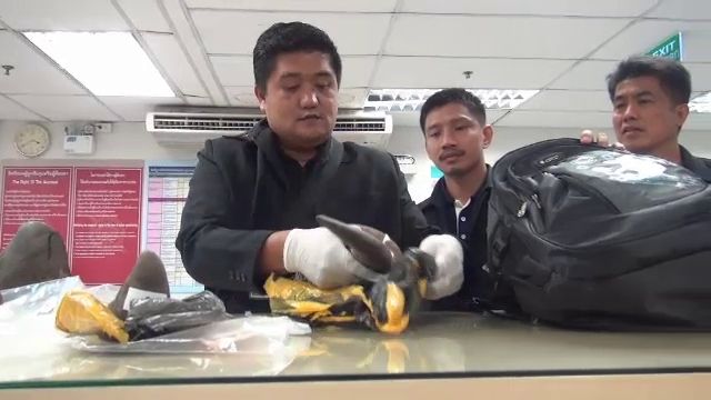 จับ 2 ชาวจีนกลางสนามบินสุวรรณภูมิ ลักลอบขนนอแรดมูลค่า 10 ล้านบาท 