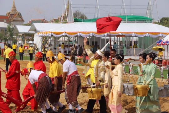 ซ้อมใหญ่งานพระราชพิธี  พืชมงคลจรดพระนังคัลแรกนาขวัญ 