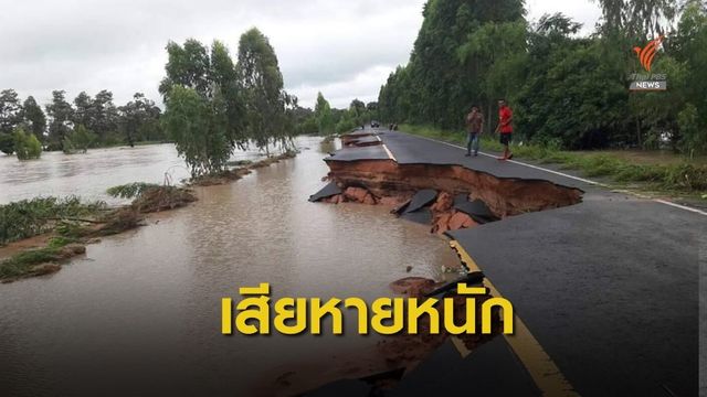 "พิษโพดุล" น้ำท่วมมิดหลังคา-ถนนขาด-เซาะพนังลำน้ำยังขาด  