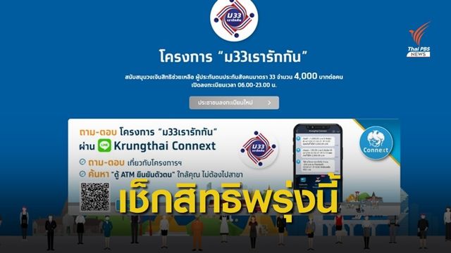  15 มี.ค.นี้ เช็กสิทธิ-ยืนยันตัวตน รับเงิน 4 พันบาท "ม.33 เรารักกัน"