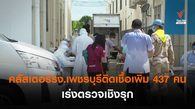 คลัสเตอร์โรงงานเพชรบุรี ติดเชื้อเพิ่ม 437 คน เร่งตรวจเชิงรุก 