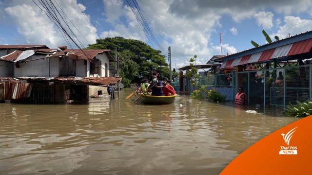 คันดินพังน้ำทะลักเข้าชุมชน-ที่ว่าการอำเภอ-สภ.อินทร์บุรี