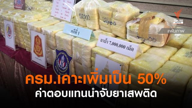 ครม.เคาะแก้ระเบียบฯ จ่ายค่าตอบแทนนำจับยาเสพติดเพิ่มเป็น 50% 