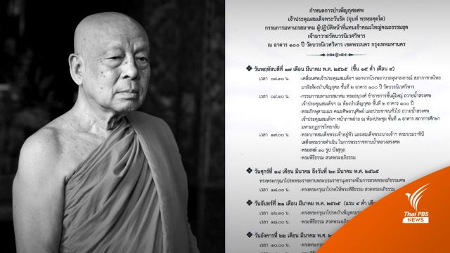 วัดบวรฯ แจ้งกำหนดการบำเพ็ญกุศลศพ "สมเด็จพระวันรัต"