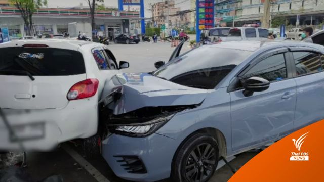 คนขับรถเก๋งป้ายเเดงพร้อมรับผิดชอบ พุ่งชนพนักงานปั๊มขาขาด