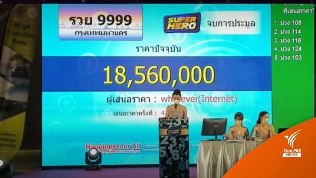 ประมูลทะเบียนรถเลขสวย รวย 9999 - รวย 8888 ราคารวมเฉียด 30 ล้านบาท
