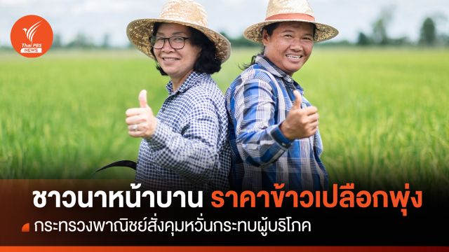 ชาวนาหน้าบาน ราคาข้าวเปลือกพุ่ง พณ. สั่งคุมหวั่นกระทบผู้บริโภค