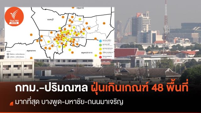 เช้านี้ กทม.-ปริมณฑล ฝุ่น PM2.5 เกินมาตรฐาน 48 พื้นที่