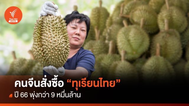คนจีนแชมป์สั่งซื้อ "ทุเรียนไทย" ปี66 พุ่งกว่า 9 หมื่นล้าน