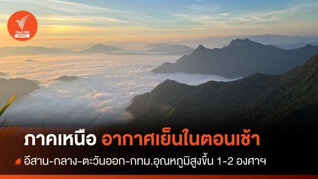 สภาพอากาศวันนี้ ภาคเหนืออุณหภูมิจะลดลง 1-3 องศาฯ 
