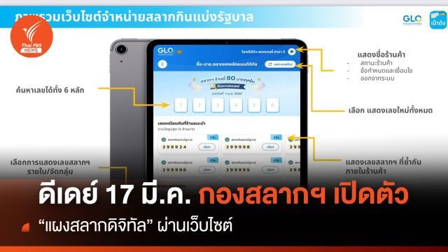 ดีเดย์ 17 มี.ค.กองสลากฯ เปิดตัว “แผงสลากดิจิทัล” ผ่านเว็บไซต์