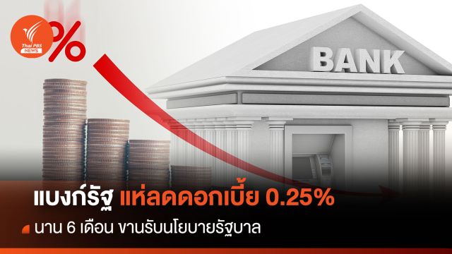 แห่ลดดอกเบี้ย 0.25% นาน 6 เดือน แบงก์รัฐขานรับนโยบายรัฐบาล
