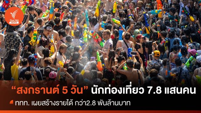 “สงกรานต์ 5 วัน” นักท่องเที่ยวทะลัก 7.8 แสนคน ททท.เผย สร้างรายได้กว่า 2.8 พันล้าน