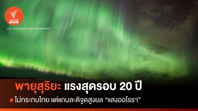 เตือน "พายุสุริยะ" ระดับ G5 รุนแรงสุดรอบ 20 ปีไม่กระทบไทย 