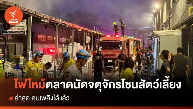 ไฟไหม้โซนสัตว์เลี้ยง ตลาดนัดจตุจักร คุมเพลิงได้แล้ว 