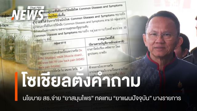 โซเชียลตั้งคำถาม นโยบาย สธ.จ่าย "ยาสมุนไพรไทย" ทดแทนบางรายการ 