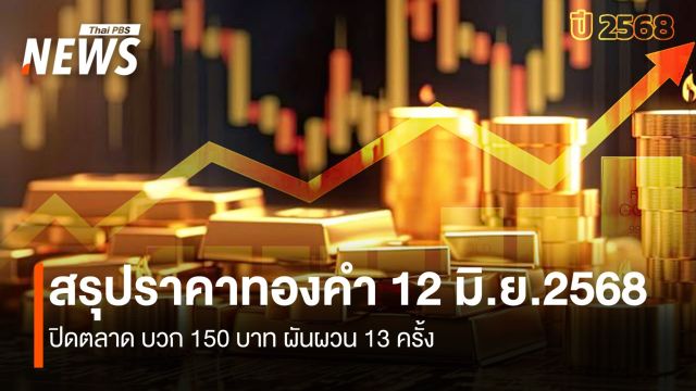 สรุปราคาทองคำ 12 มิ.ย.2568  ปิดตลาด + 150  ผันผวน 13 ครั้ง