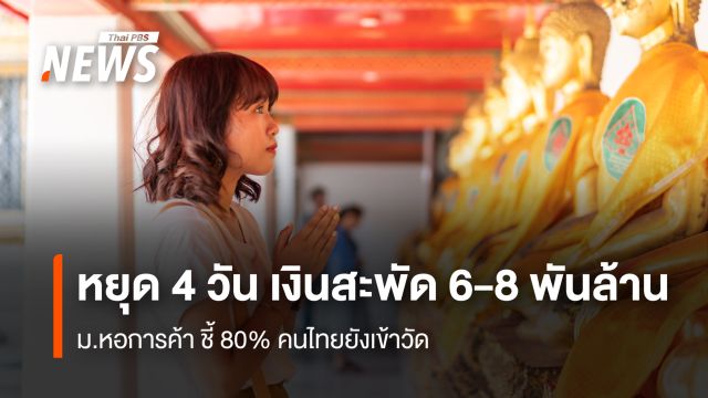 หยุดยาว 4 วัน เงินสะพัด 6-8 พันล้าน ม.หอการค้า ชี้ 80 % คนไทยยังเข้าวัด