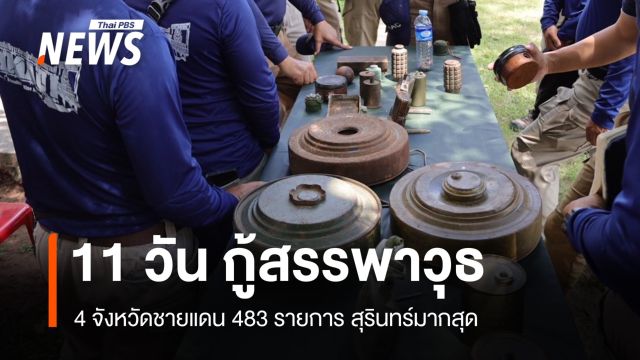 สรุป 11 วัน กู้สรรพาวุธชายแดนไทย-กัมพูชา 4 จังหวัด 483 รายการ