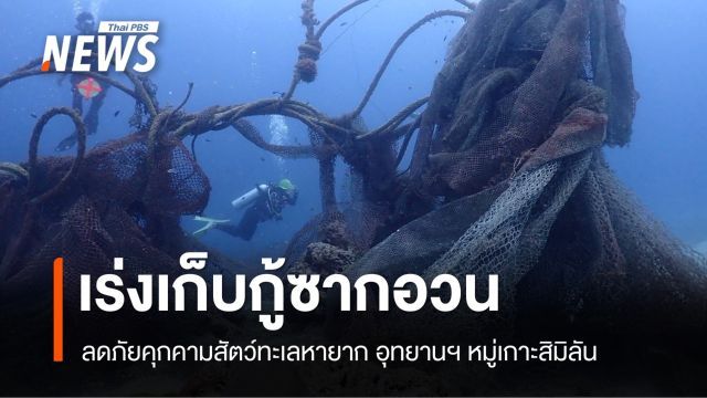 อช.หมู่เกาะสิมิลัน เร่งเก็บกู้ซากอวนขนาดใหญ่ ลดภัยคุกคามสัตว์ทะเล