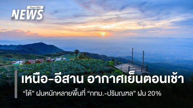 สภาพอากาศวันนี้ "เหนือ-อีสาน" อากาศเย็นในตอนเช้า "ใต้" ฝนตกหนักหลายพื้นที่ 
