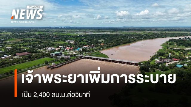 เจ้าพระยาเพิ่มการระบายน้ำเป็น 2,400 ลบ.ม.ต่อวินาที - เช็กปริมาณน้ำ 4 เขื่อนหลัก