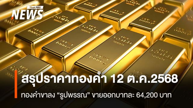 สรุปราคาทองคำ 12 ต.ค.2568  ทองคำขาลง “รูปพรรณ” ขายออกบาทละ 64,200 