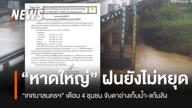 ฝนถล่ม “หาดใหญ่” เตือน 4 ถนน 4 ชุมชน ติดตามระดับน้ำใกล้ชิด