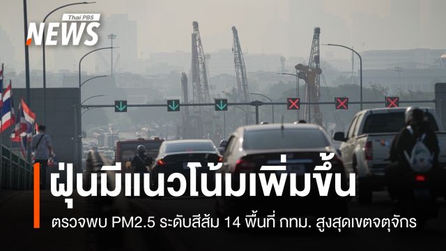 พบค่าฝุ่น PM2.5 ระดับ "สีส้ม" 14 พื้นที่ กทม. สูงสุดเขตจตุจักร