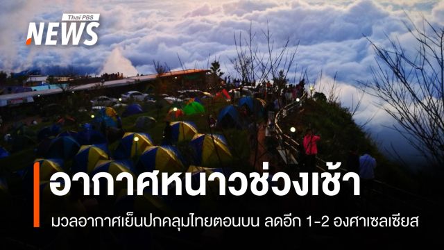 สภาพอากาศวันนี้ มวลอากาศเย็นปกคลุมไทยตอนบน อุณหภูมิลดอีก 1-2 องศาฯ