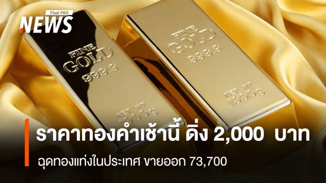 ราคาทองคำเช้านี้ ดิ่ง 2,000  บาท  ฉุดทองแท่งในประเทศ ขายออก 73,700