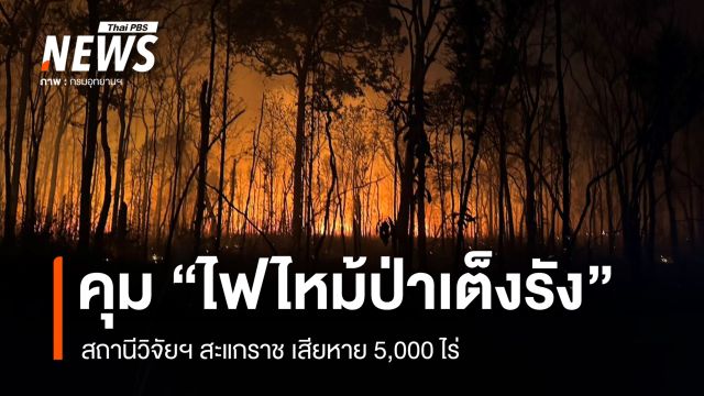คุมเพลิงแล้ว "ไฟไหม้ป่าเต็งรัง" สถานีวิจัยฯ สะแกราช เสียหาย 5,000 ไร่  
