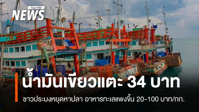 ชาวประมงหยุดหาปลา น้ำมันเขียวพุ่ง 34 บาท กระทบซีฟู้ดแพงขึ้น 20-100 บาท/กก.