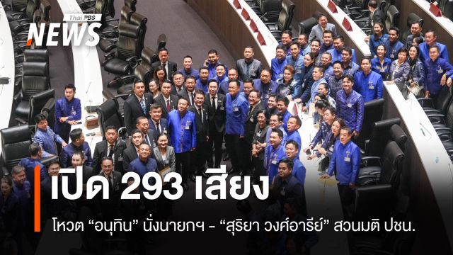 เปิด 293 เสียง โหวต "อนุทิน" นั่งนายกฯ - "สุริยา วงศ์อารีย์" สวนมติ ปชน.