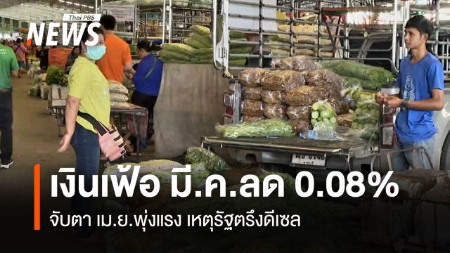 เงินเฟ้อ มี.ค.ลด 0.08%  จับตา เม.ย.พุ่งแรง เหตุรัฐตรึงดีเซล