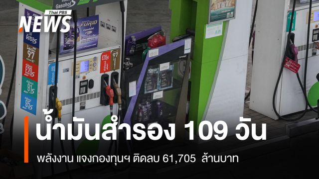 พลังงาน แจงไทยมีน้ำมันสำรอง 109 วัน กองทุนฯ ติดลบ 61,705  ล้านบาท