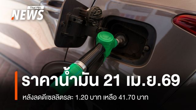 อัปเดตราคาน้ำมัน 21 เม.ย.69 หลังลดดีเซลลิตรละ 1.20 บาท เหลือ 41.70 บาท 