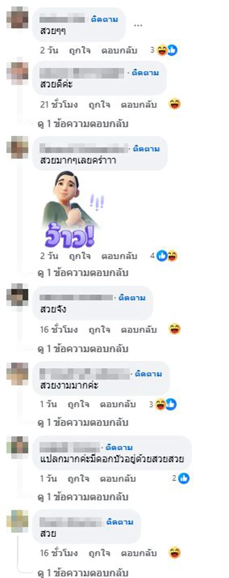 ภาพบันทึกหน้าจอแสดงข้อความของผู้ที่เข้ามาแสดงความคิดเห็นส่วนหนึ่งที่หลงเชื่อคลิปปลอม