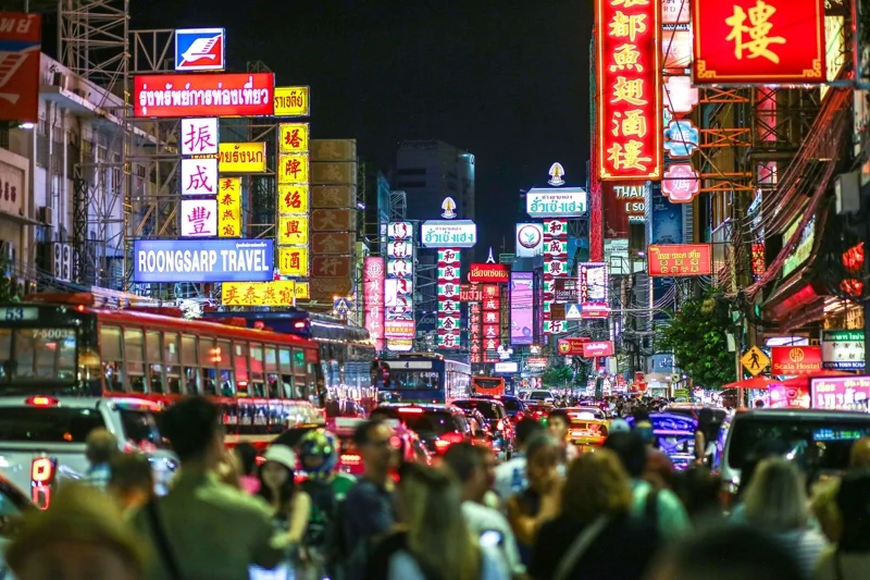 Crowed Yaowarat road, as known as "Bangkok's Chinatown"
