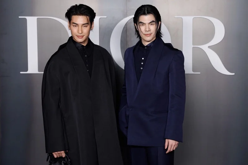 Nattawin "Apo" Wattanagitiphat (L) and Phakphum "Mile" Romsaithong in 2025 (Photo: Geoffroy van der Hasselt/AFP)